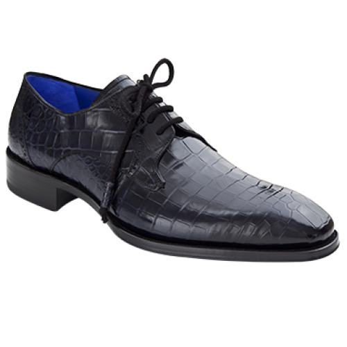 Mezlan "Giotto" Blue Genuine All-Over Alligator Shoes With Artisan Laces And Tassels